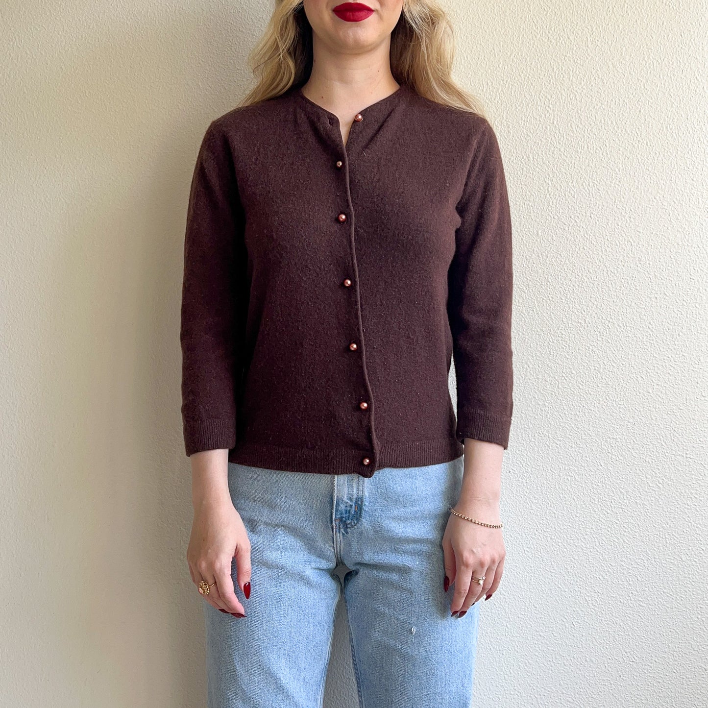 1950s Chocolate Brown Buttoned Cardigan (S/M)