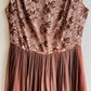 1950s Brown Chiffon Dress With Lace Bodice (M/L)