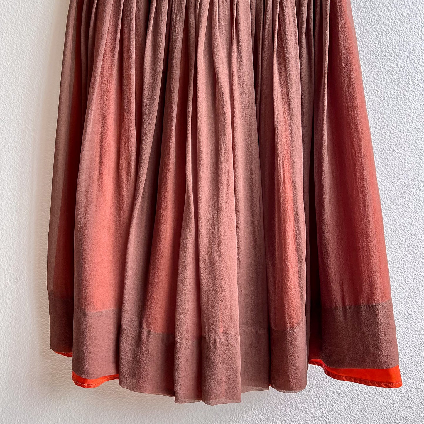 1950s Brown Chiffon Dress With Lace Bodice (M/L)