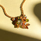 1950s Brown and Green Rhinestone Pendant Necklace