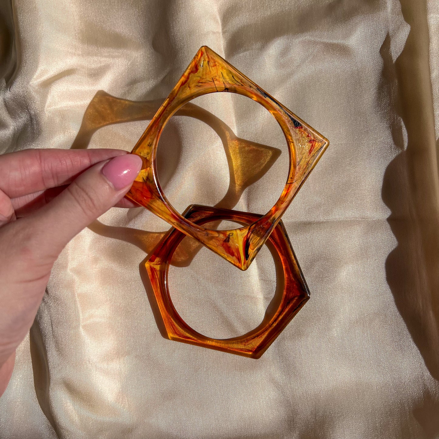 1950s Brown Tortoise Shell Lucite Bracelet Set