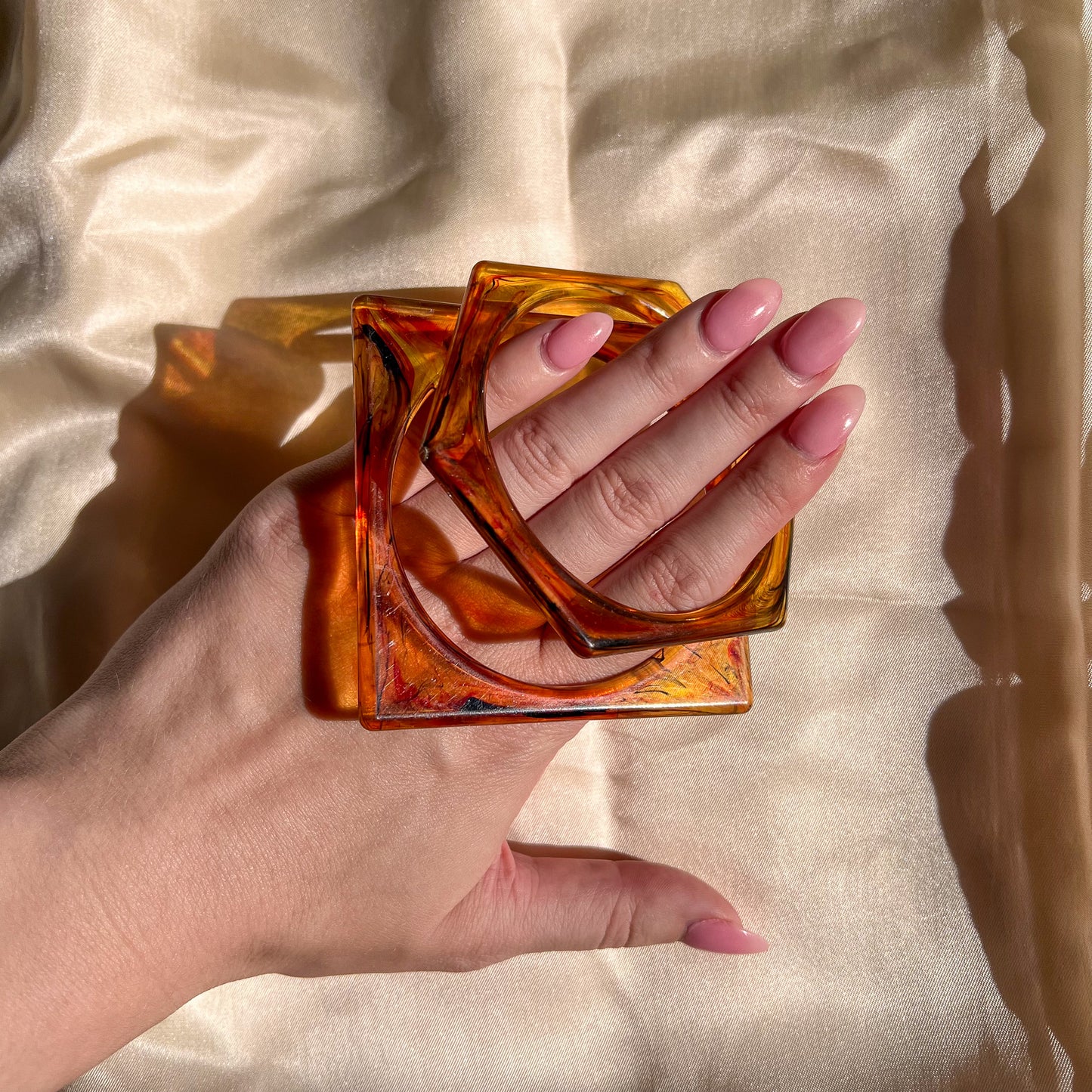 1950s Brown Tortoise Shell Lucite Bracelet Set