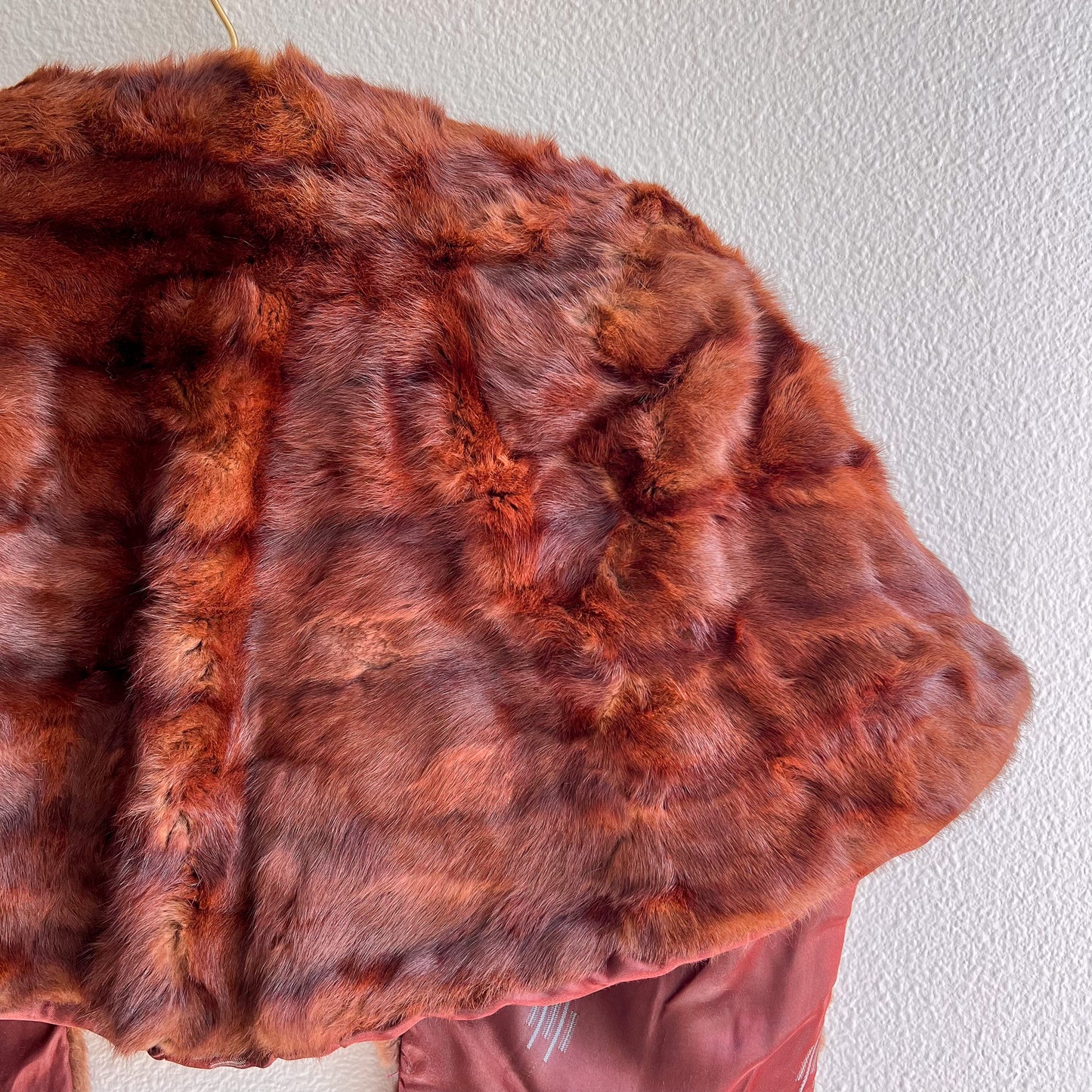 1950s Brown Mink Fur Shawl With Chocolate Silk Lining (S/M)