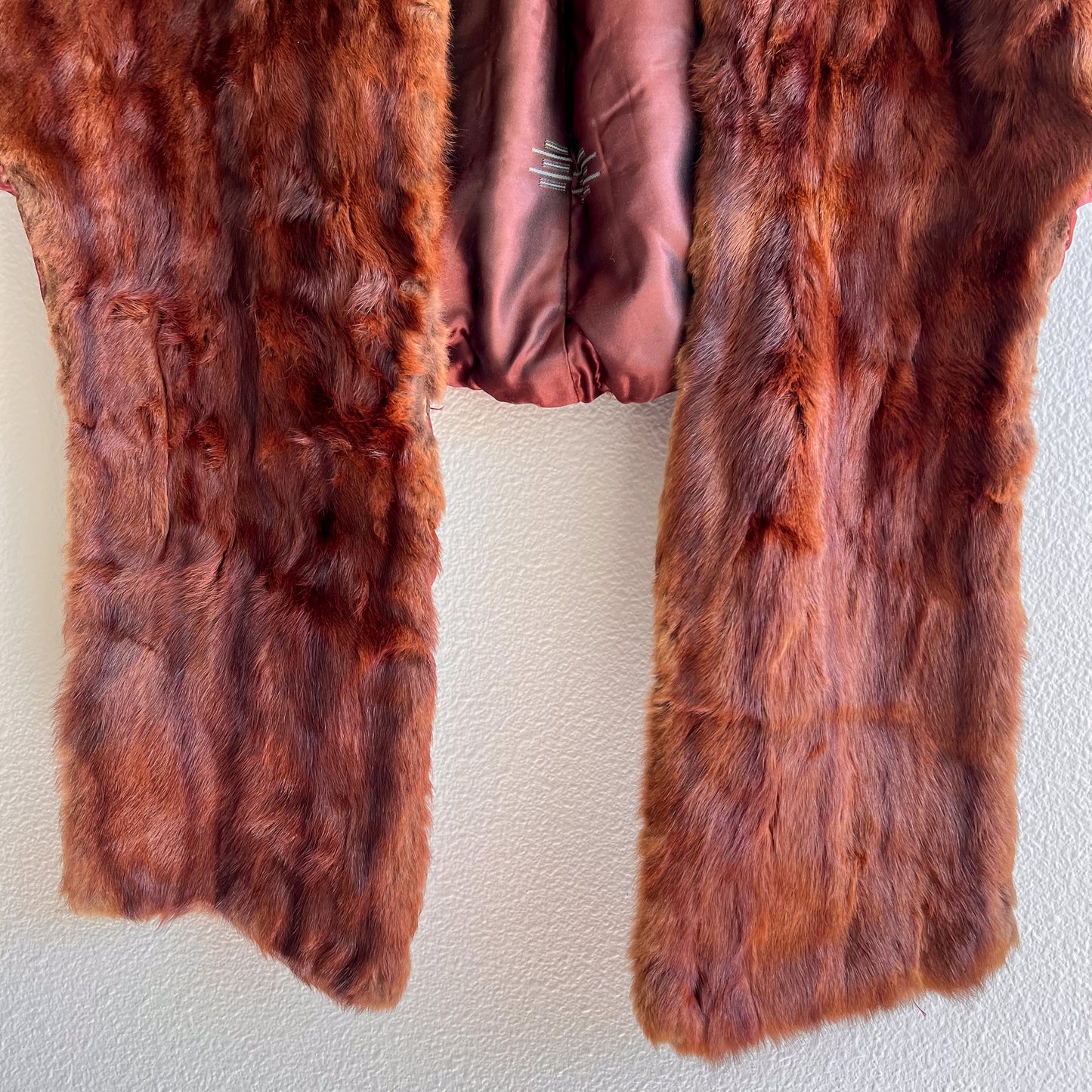 1950s Brown Mink Fur Shawl With Chocolate Silk Lining (S/M)