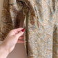 1950s Brown and Blue Paisley Print Silk Dress (M/L)