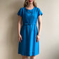 1950s Cerulean Blue Belted Day Dress (L)