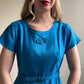 1950s Cerulean Blue Belted Day Dress (L)
