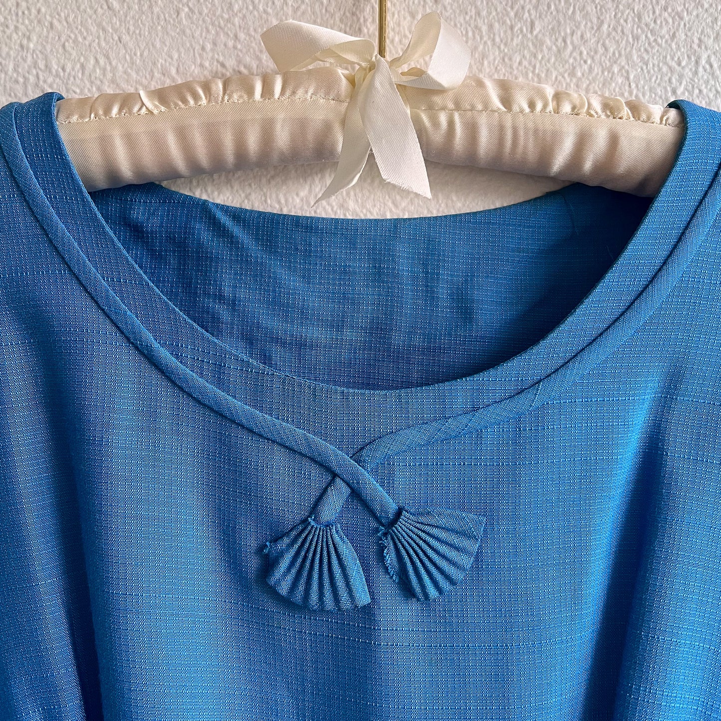 1950s Cerulean Blue Belted Day Dress (L)