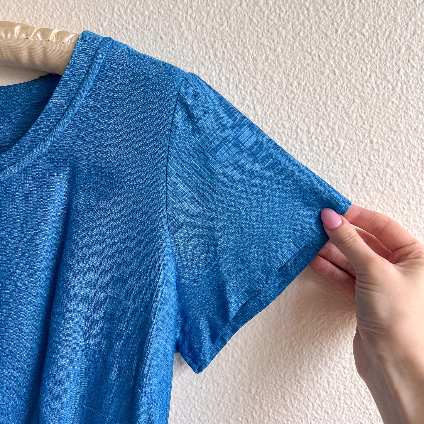 1950s Cerulean Blue Belted Day Dress (L)