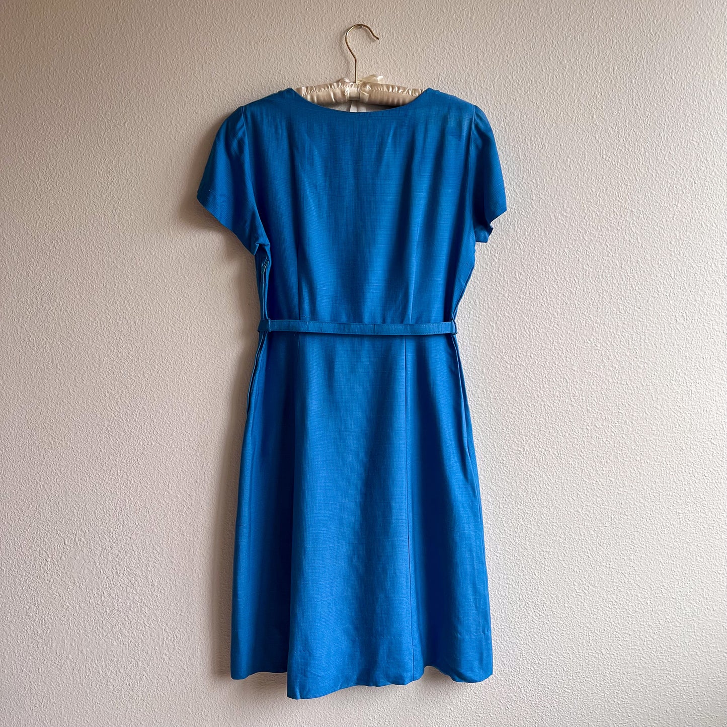 1950s Cerulean Blue Belted Day Dress (L)