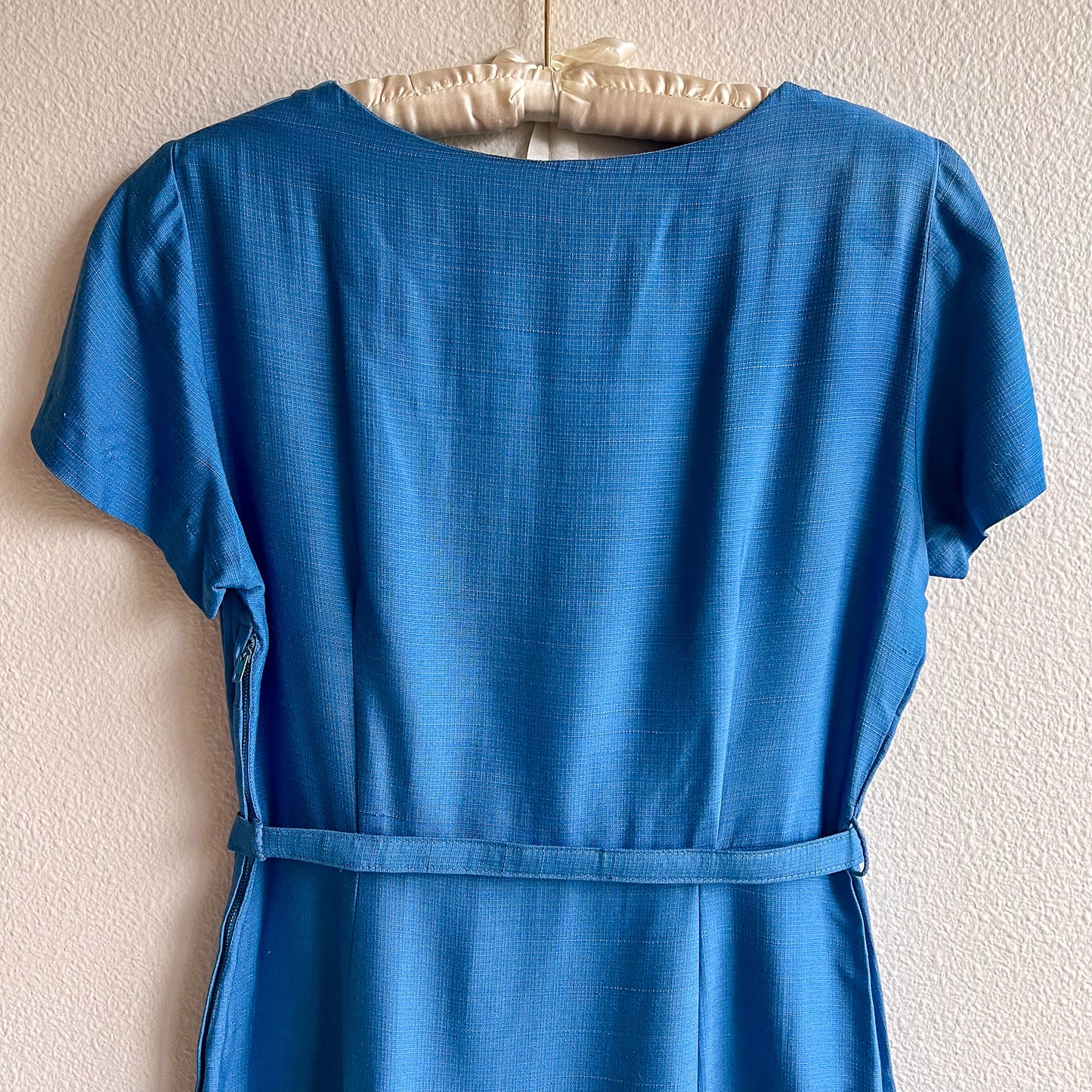 1950s Cerulean Blue Belted Day Dress (L)