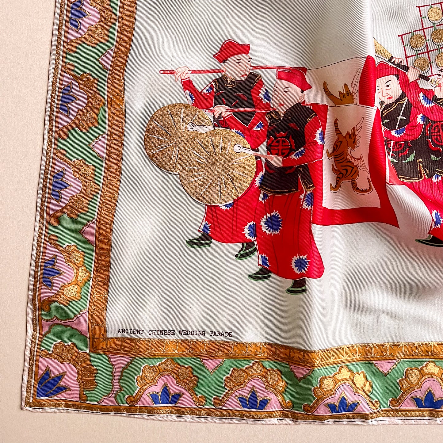 1950s Ancient Chinese Wedding Parade Silk Scarf