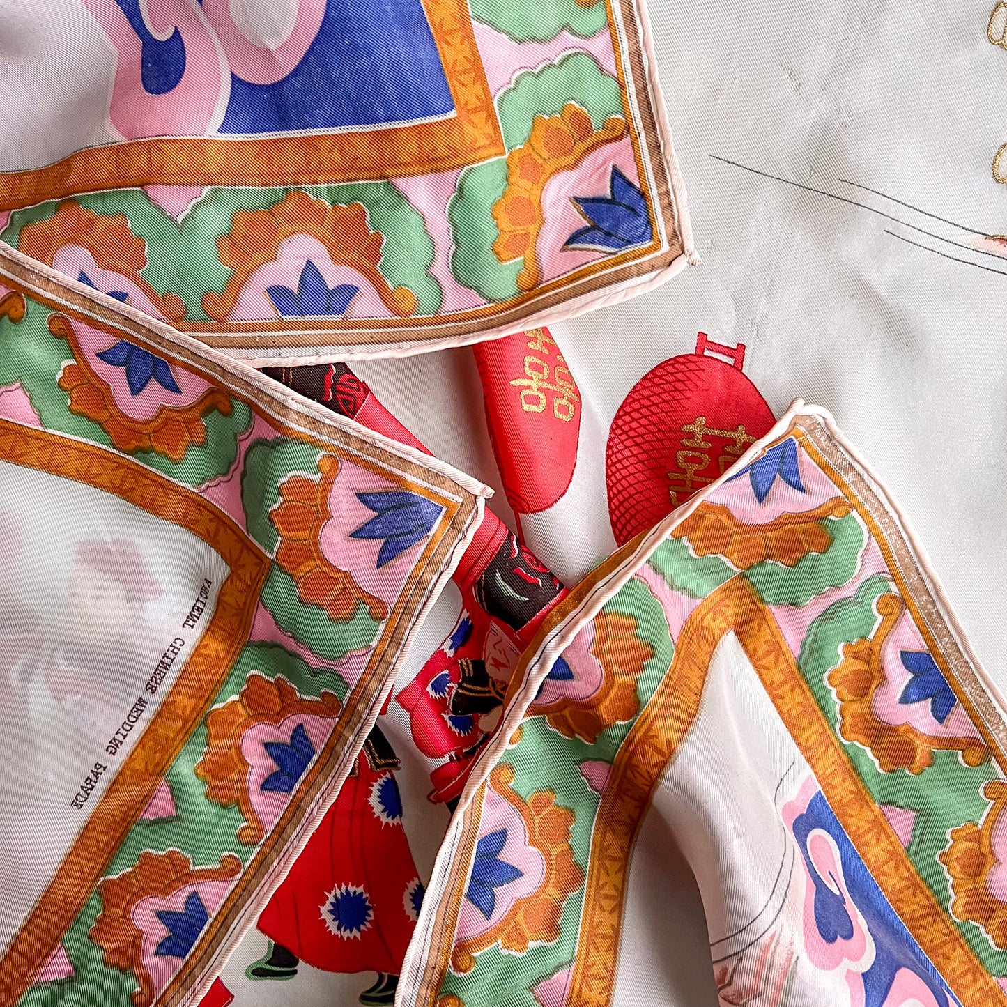 1950s Ancient Chinese Wedding Parade Silk Scarf