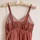 1950s Chocolate Brown Slip Dress With Lace (XS/S)