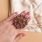 1950s Circular Brooch With Iridescent Pink Rhinestones