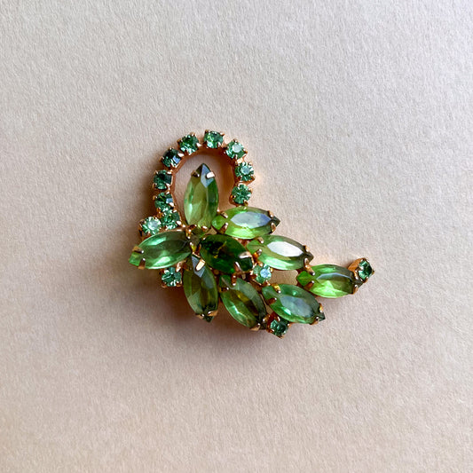 1950s Emerald Rhinestones Brooch
