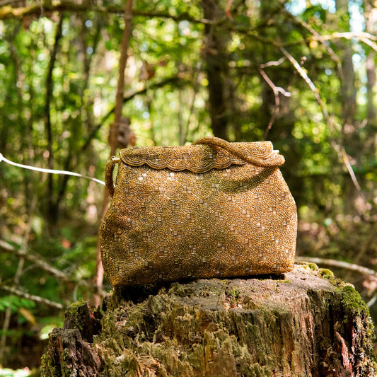 1950s Heavily Beaded Gold Handbag