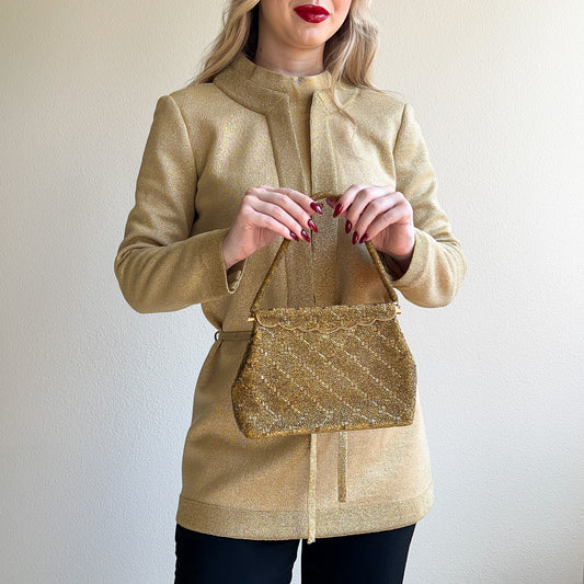 1950s Heavily Beaded Gold Handbag