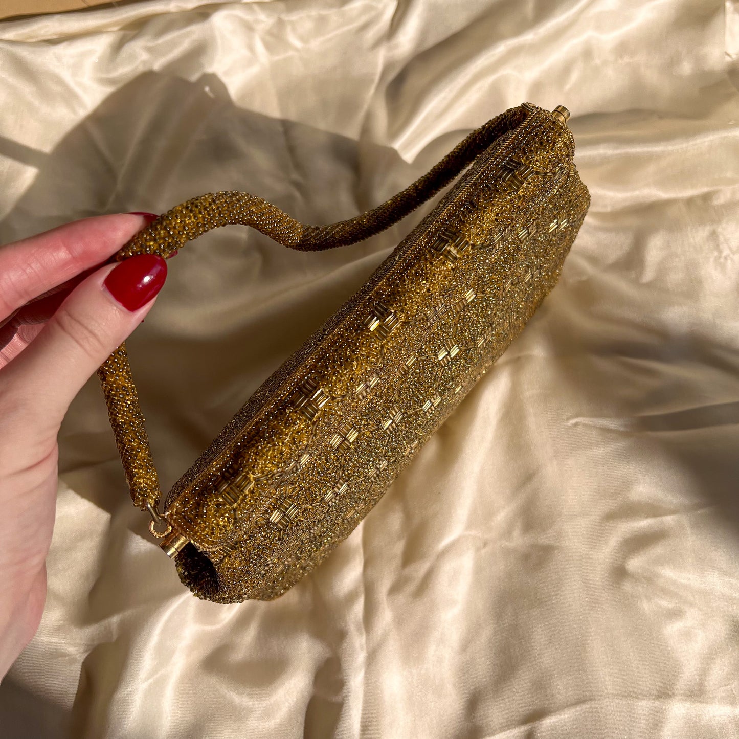 1950s Heavily Beaded Gold Handbag