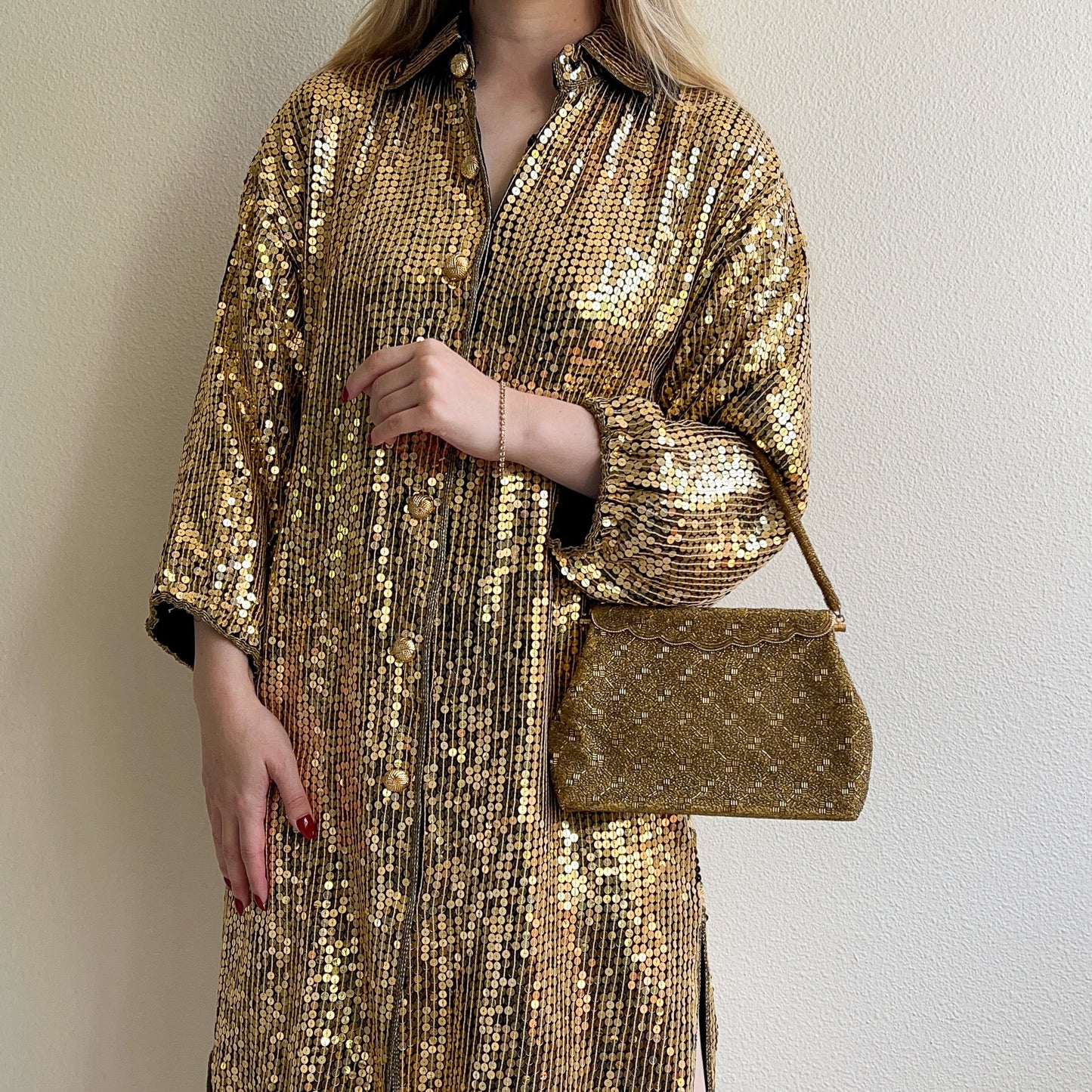 1950s Heavily Beaded Gold Handbag