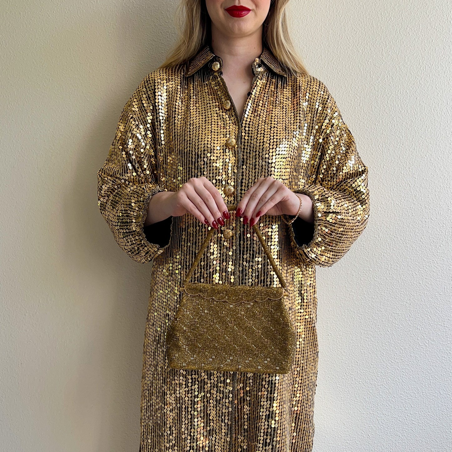 1950s Heavily Beaded Gold Handbag