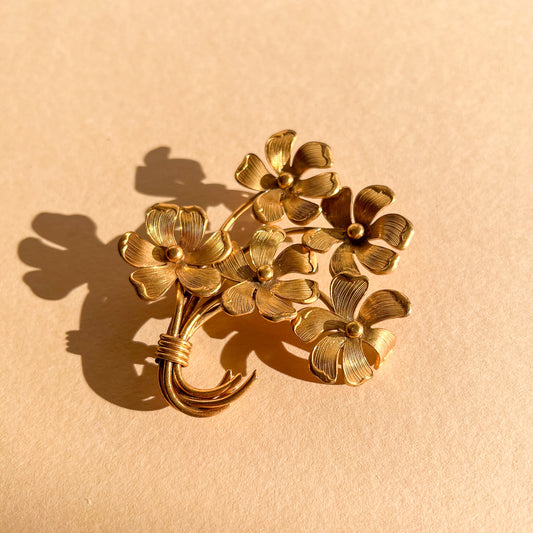 1950s Gold Bouquet of Daisies Brooch