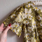 1950s Green Silk Dress With White Daisy Print (S)