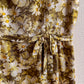 1950s Green Silk Dress With White Daisy Print (S)