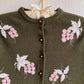Adorable 1950s Forest Green Cardigan With Grape Embroidery (XS)