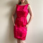 1950s Hot Pink Silk Jacquard Dress (XS/S)