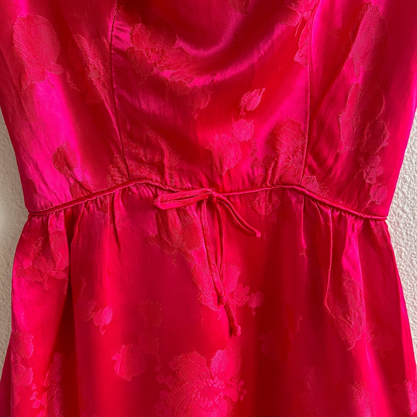 1950s Hot Pink Silk Jacquard Dress (XS/S)