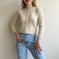 1950s Ivory Cardigan With Iridescent Sequins (S/M)