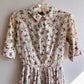 1950s Ivory Summer Dress With Pink Florals and Butterflies (XXS)
