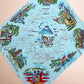 1950s Turquoise Japanese Souvenir Silk Scarf
