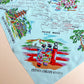 1950s Turquoise Japanese Souvenir Silk Scarf
