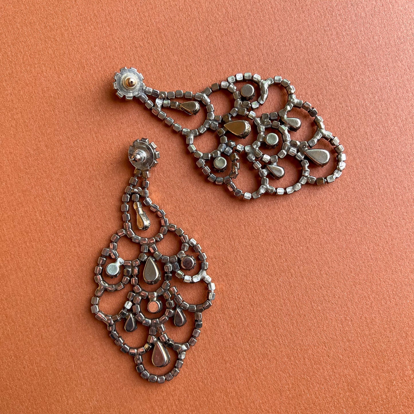 1950s Large Rhinestone Chandelier Earrings