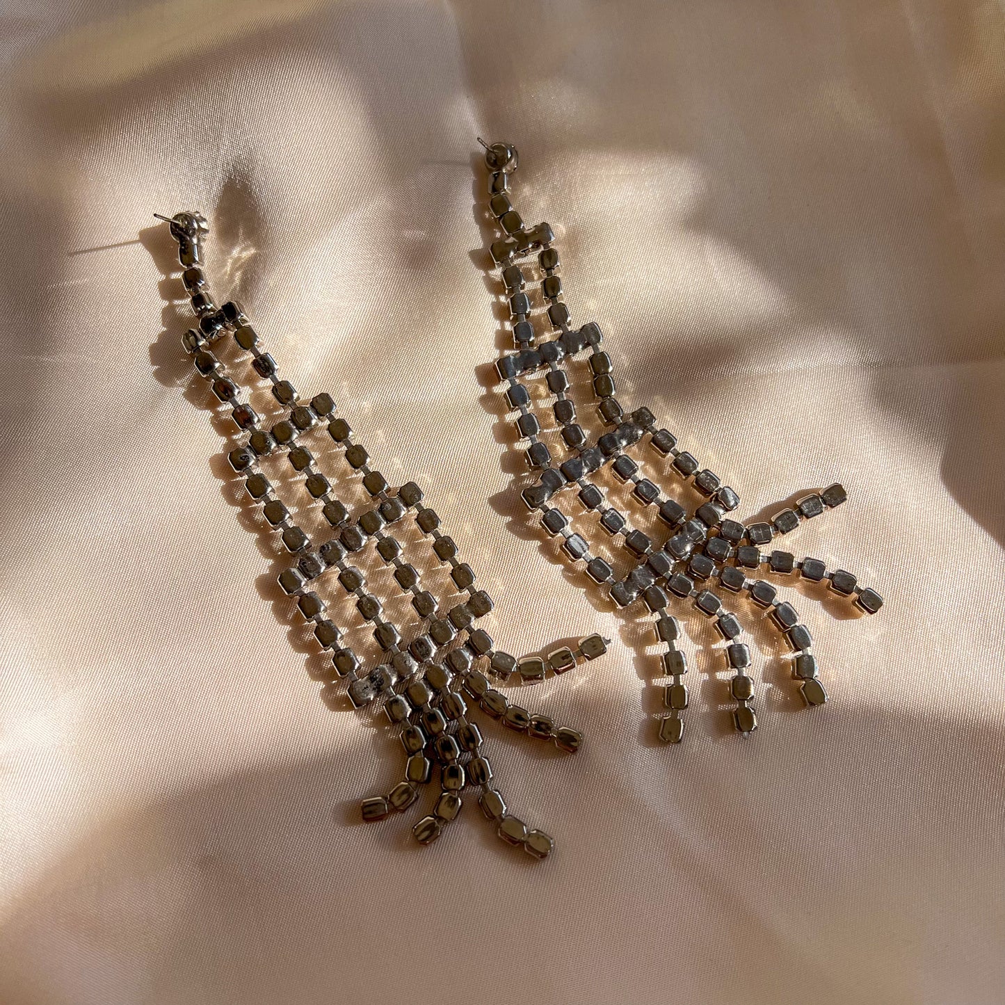 Large 1950s Dangling Rhinestone Earrings