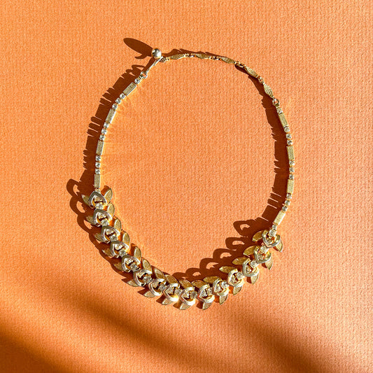 1950s Layered Gold Choker With Rhinestones