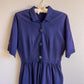 1950s Navy Blue Buttoned Fit-and-Flare Dress (S/M)