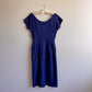 1950s Navy Blue Short Sleeve Sheath Dress (M)