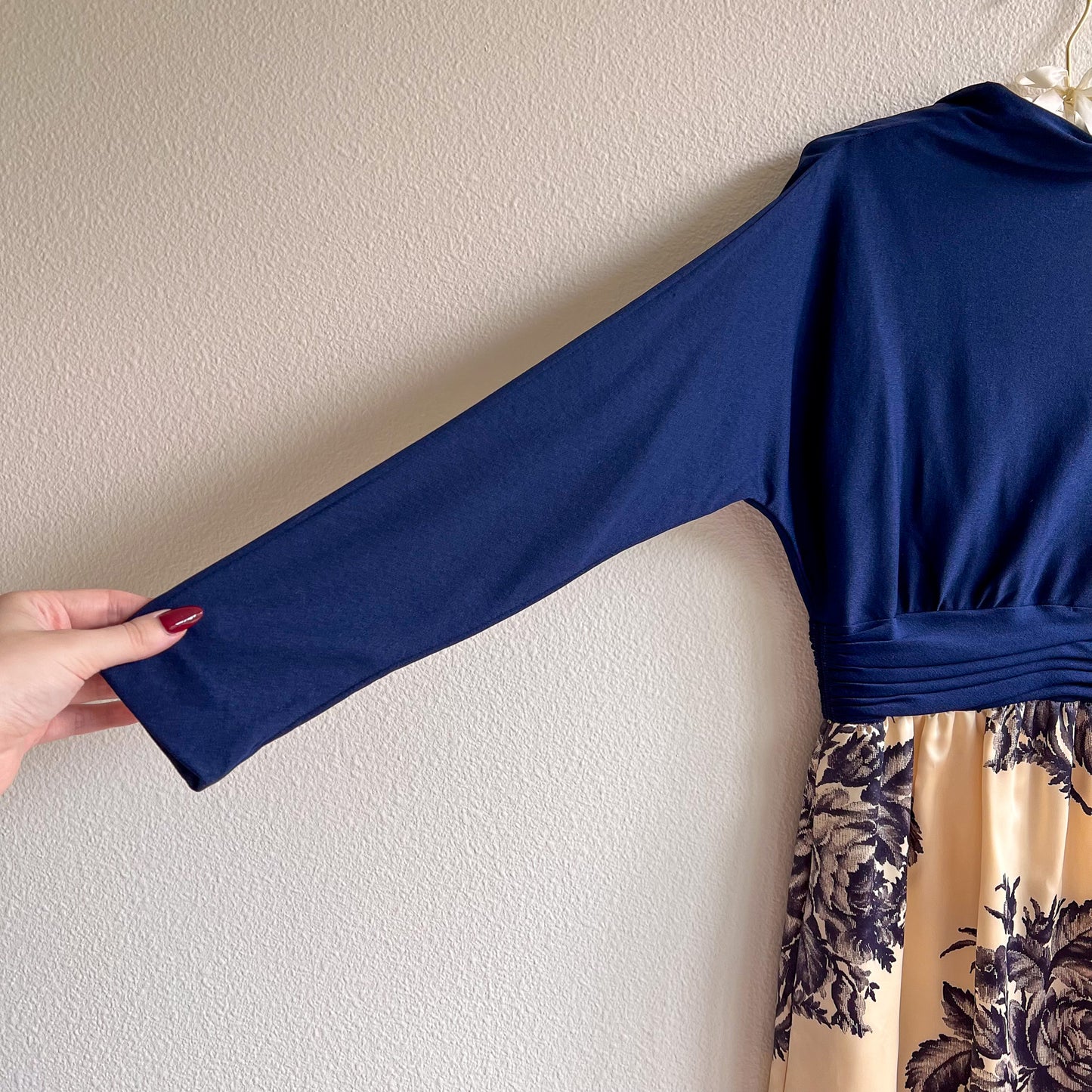 Gorgeous 1950s Navy Gown With Floral Skirt (M)