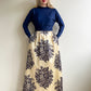 Gorgeous 1950s Navy Gown With Floral Skirt (M)