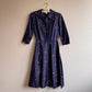 1950s Navy Silk Dress With Red Polka Dots (S)