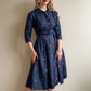 1950s Navy Silk Dress With Red Polka Dots (S)