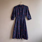 1950s Navy Silk Dress With Red Polka Dots (S)
