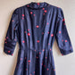 1950s Navy Silk Dress With Red Polka Dots (S)