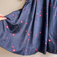 1950s Navy Silk Dress With Red Polka Dots (S)