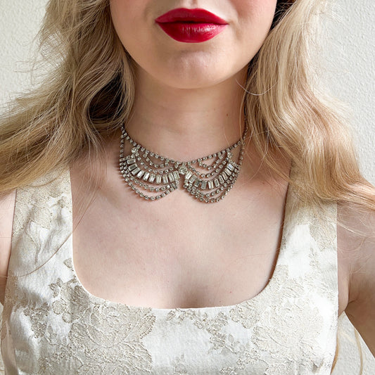 1950s Rhinestone Peter Pan Collar Necklace