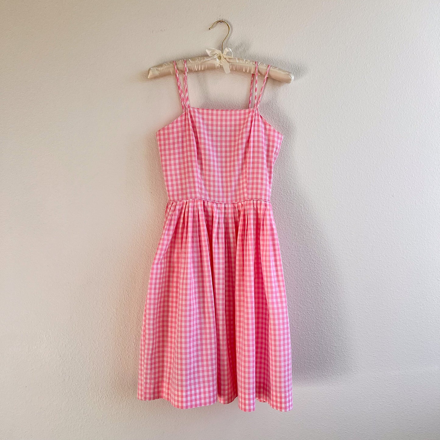 Adorable 1950s Pink Gingham Summer Dress (XS)