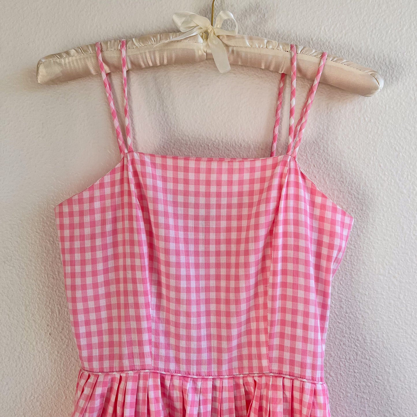 Adorable 1950s Pink Gingham Summer Dress (XS)
